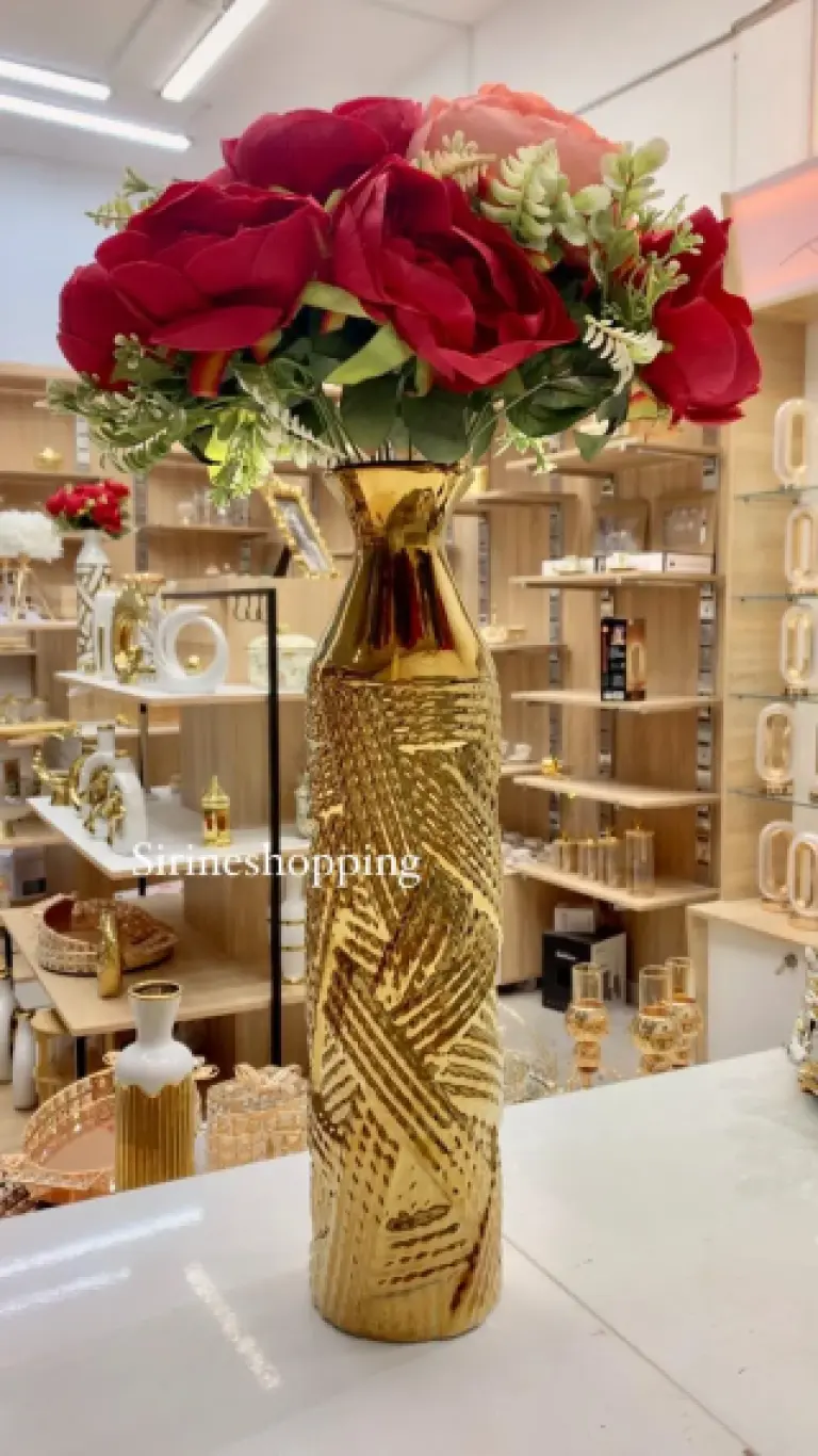 Vase céramique  dorée
