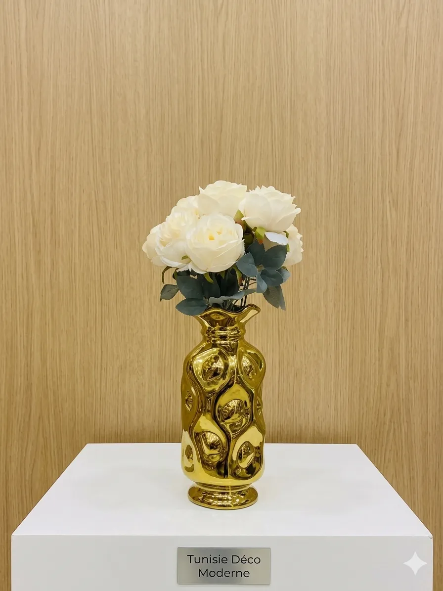 Vase Coquillage Doré – Céramique Chromée