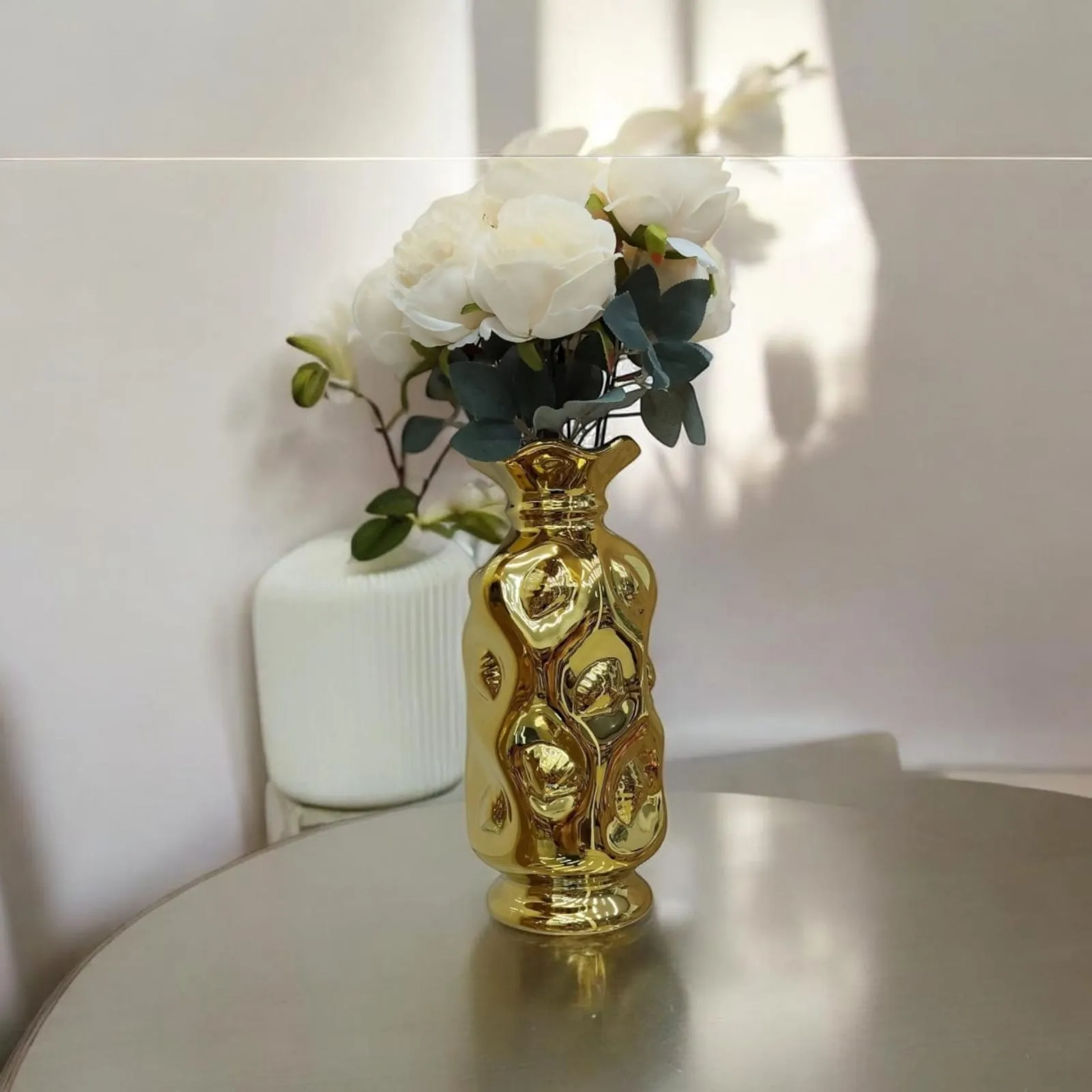 Vase Coquillage Doré – Céramique Chromée