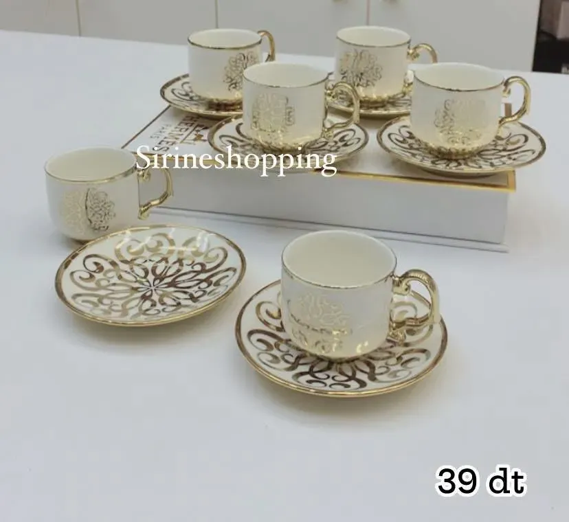 Service à Café Turc Impérial – Porcelaine Décorée Finition Or