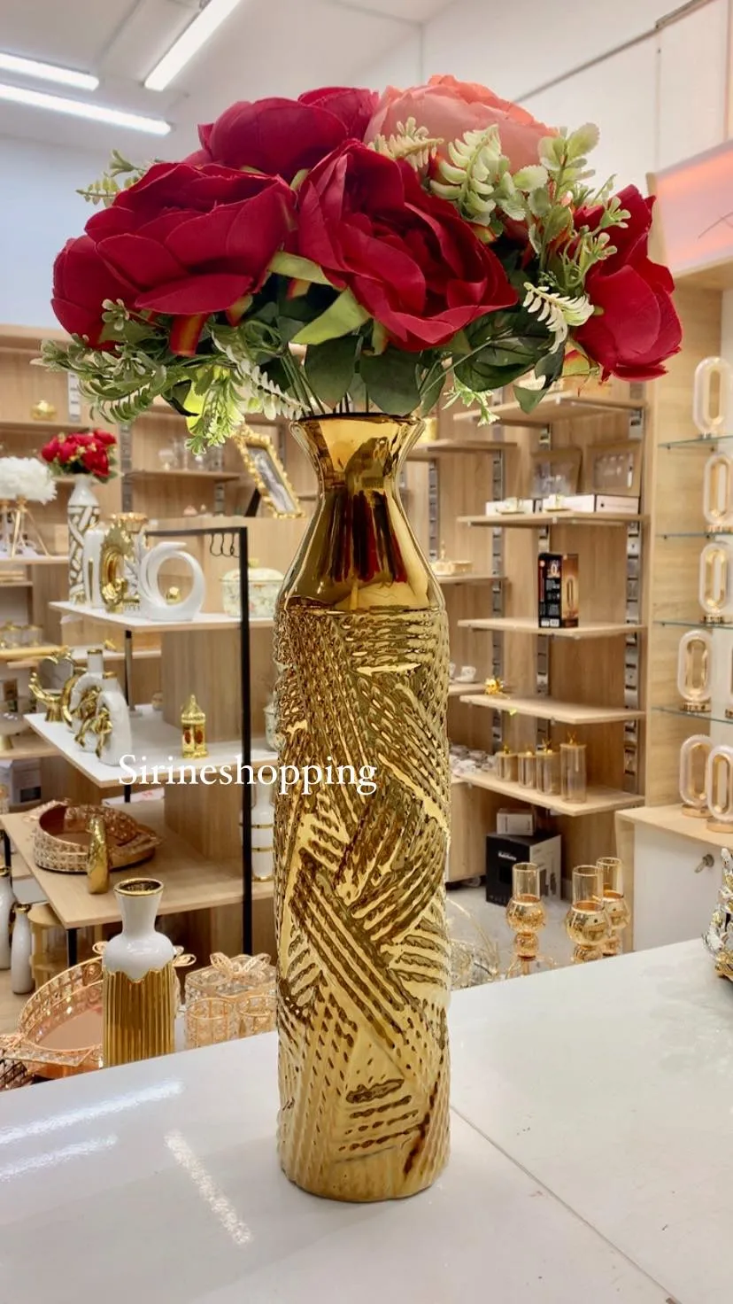 Vase céramique  dorée