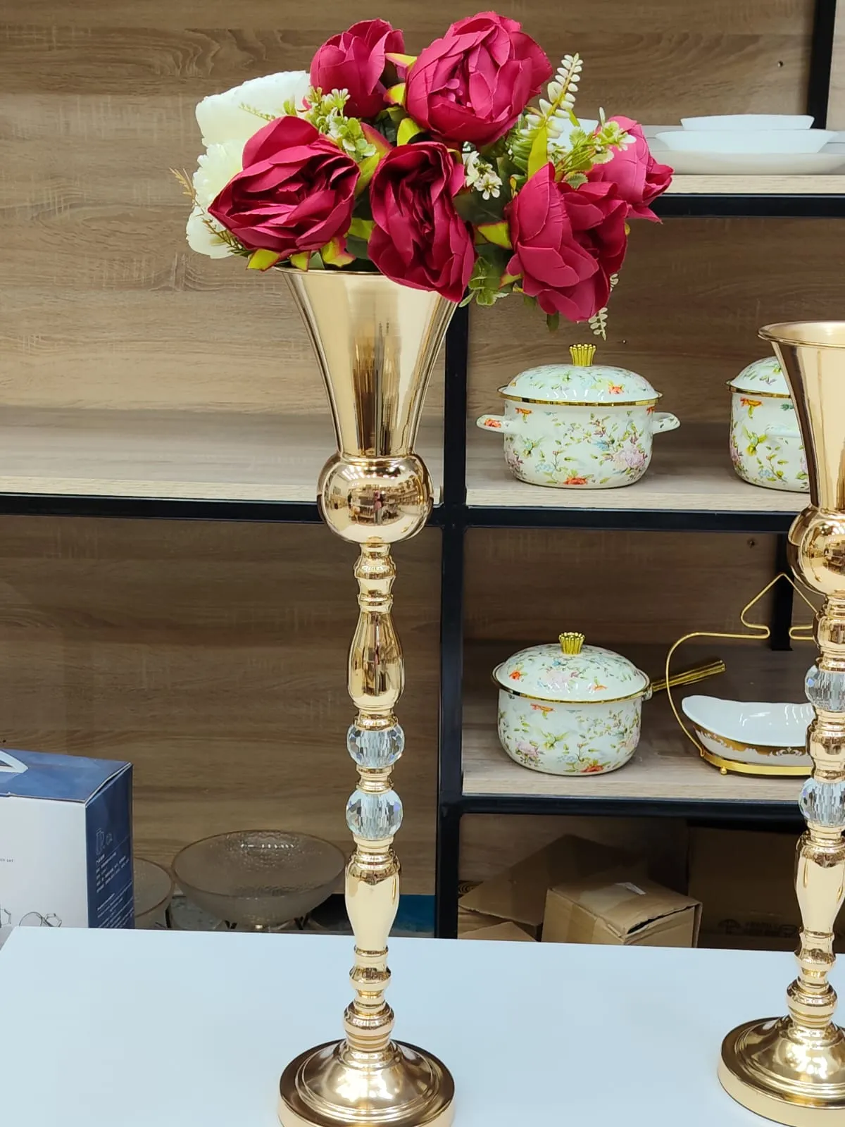 Vase Trompette Doré Grand Format 75 cm