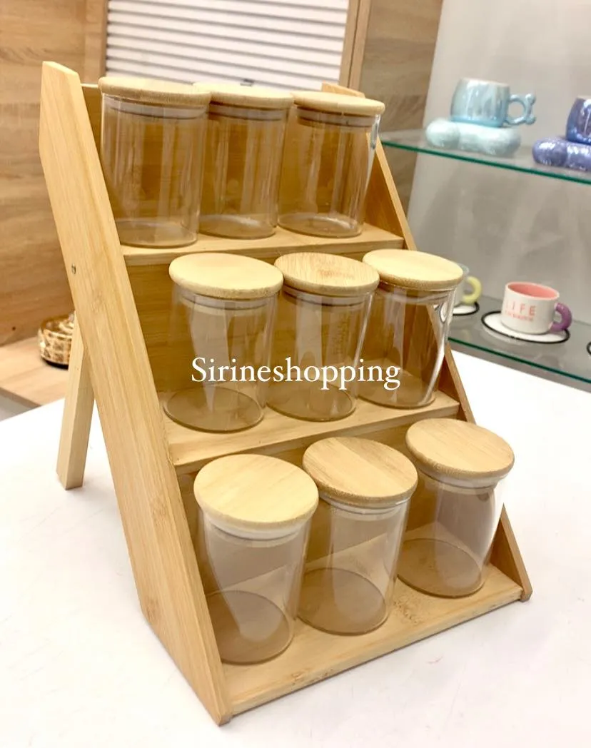Étagère en Bambou avec Bocaux en Verre – Rangement Épices Design