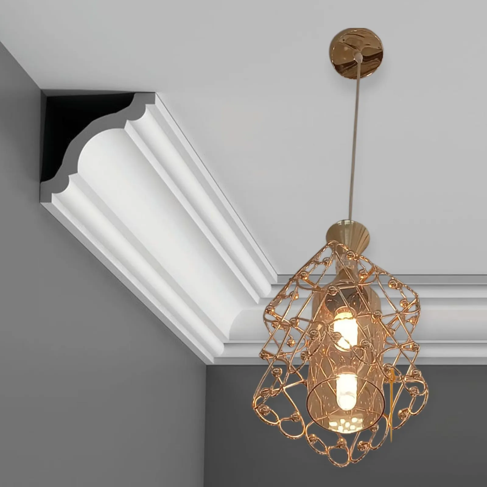 Suspension en métal et verre Rond 25cm -Doré