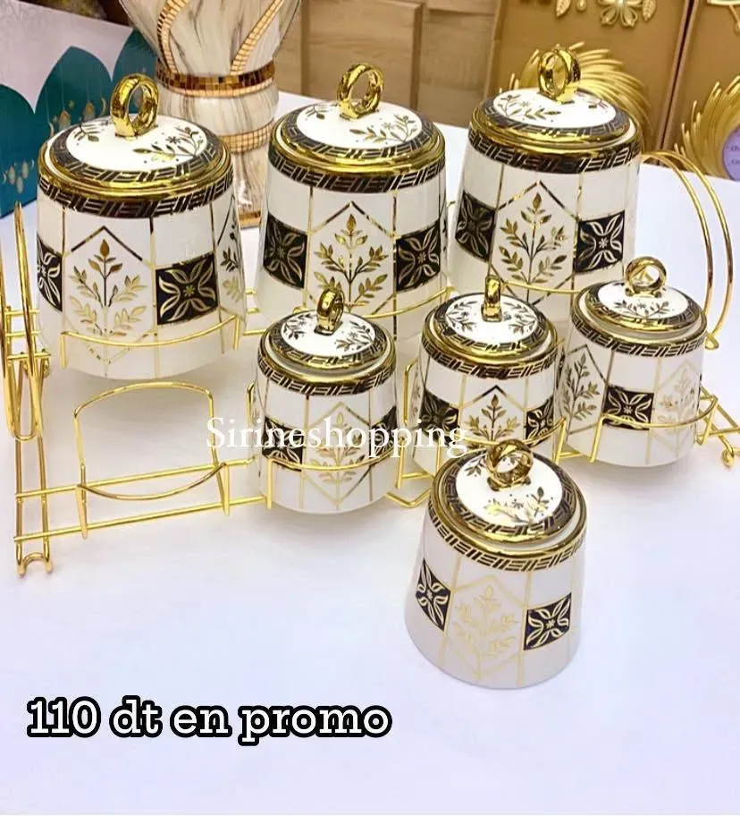 Service à épices de luxe en porcelaine 7 pièces Astor Gold