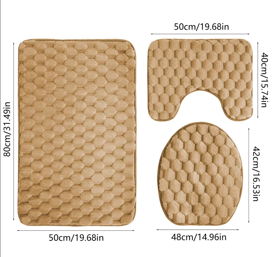 Ensemble 3 Tapis Salle de Bain Beige Doux & Antidérapants – Confort Premium - image 2