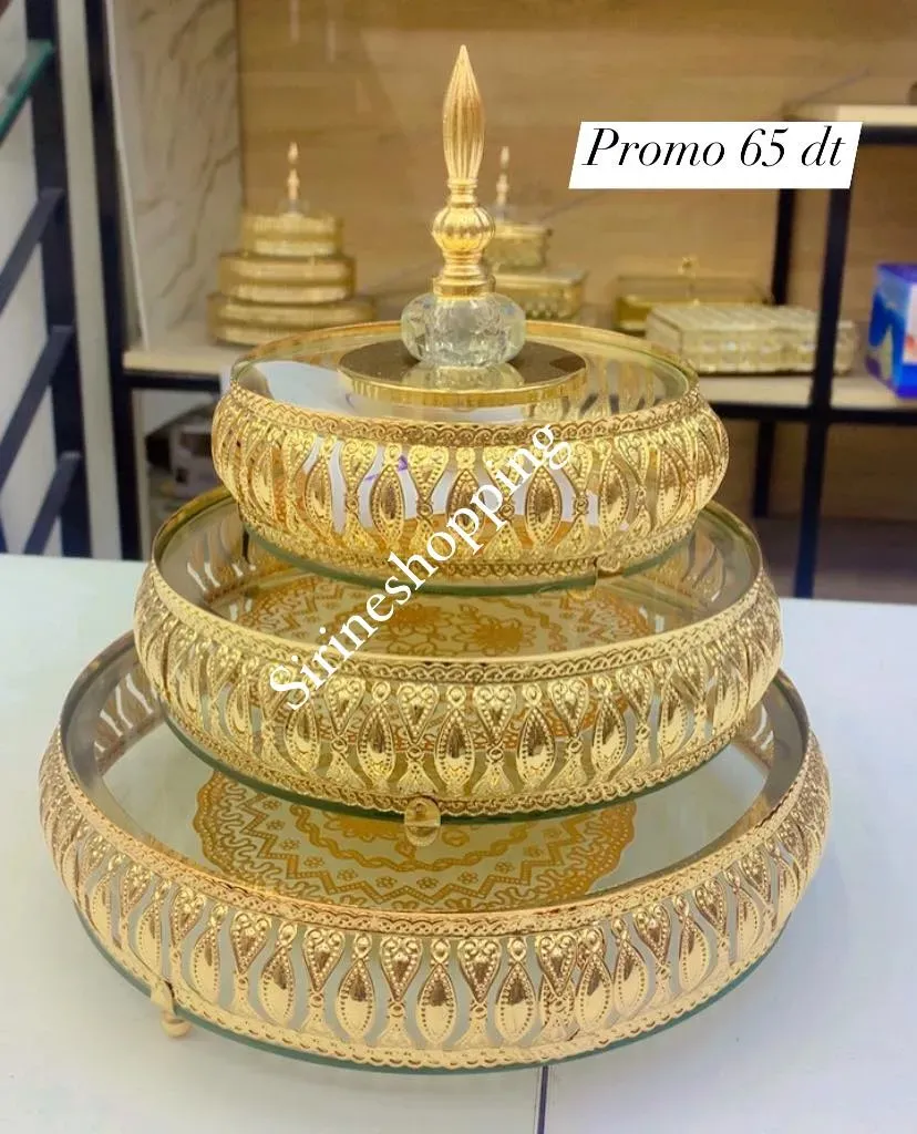 Série 3 Bonbonières Rondes Verre & Métal Doré – Élégance Classique - image 2