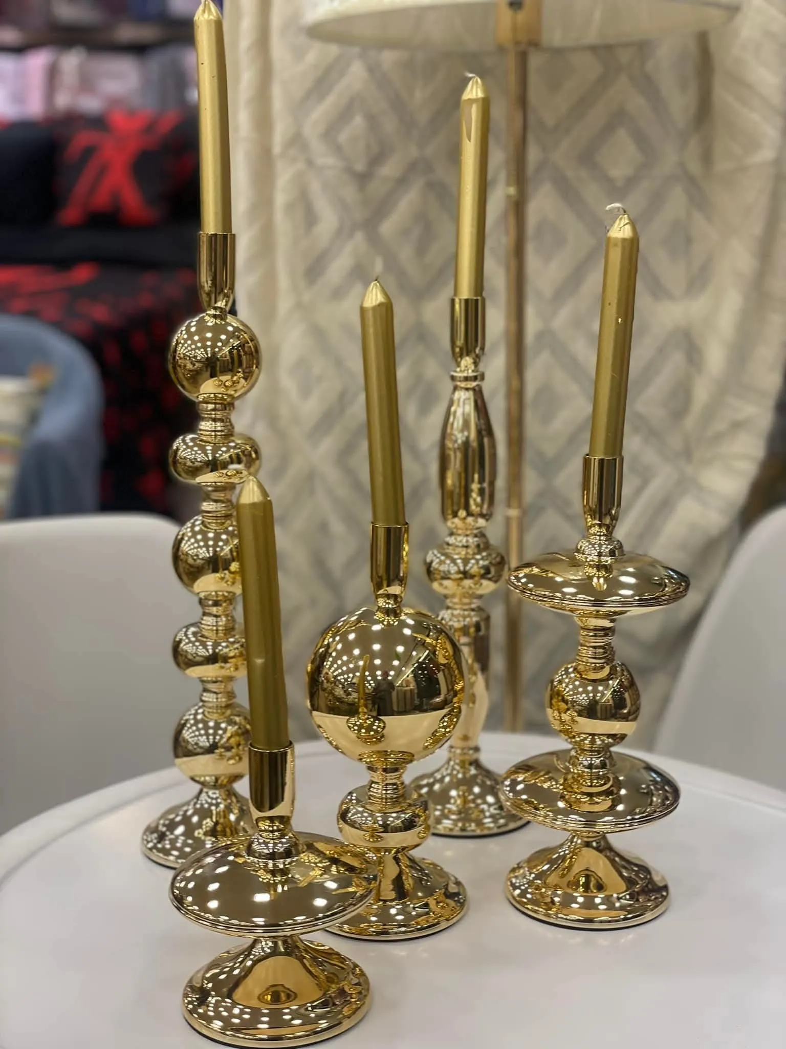 Set 5 Bougeoirs Dorés en Acier Inoxydable - image 3