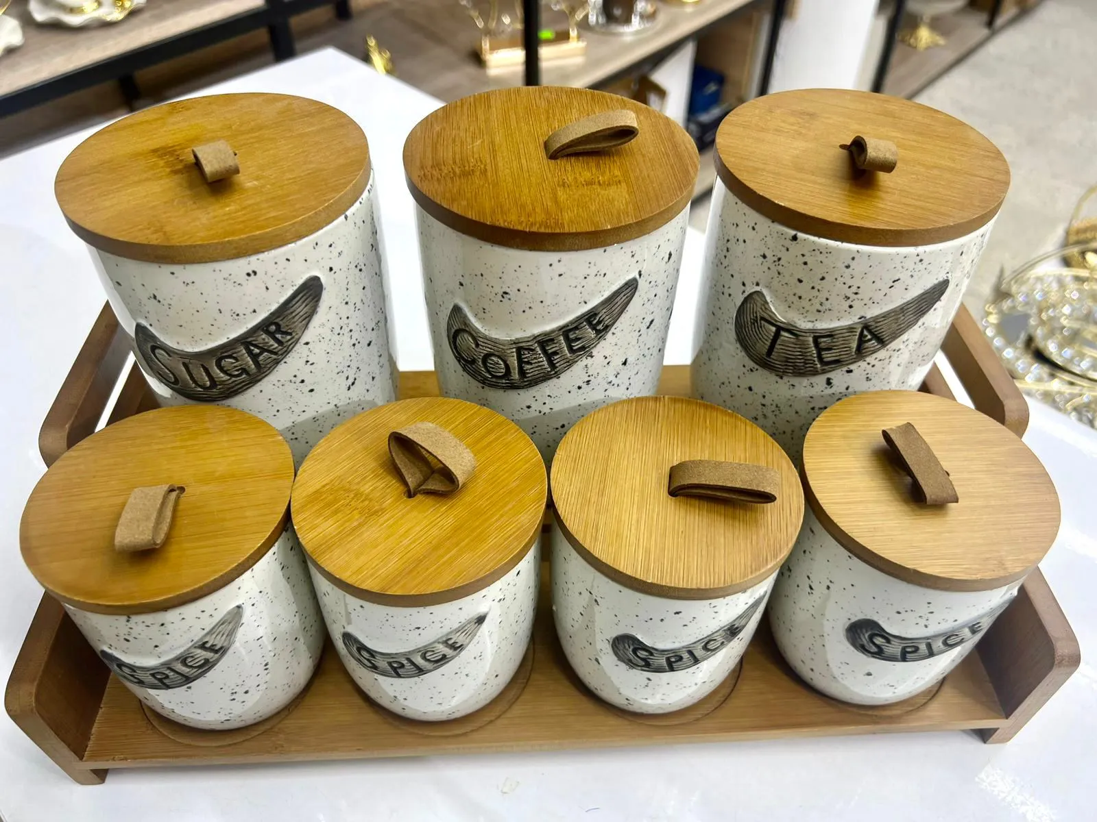 Ensemble de bocaux de cuisine en bambou et céramique03 - image 4