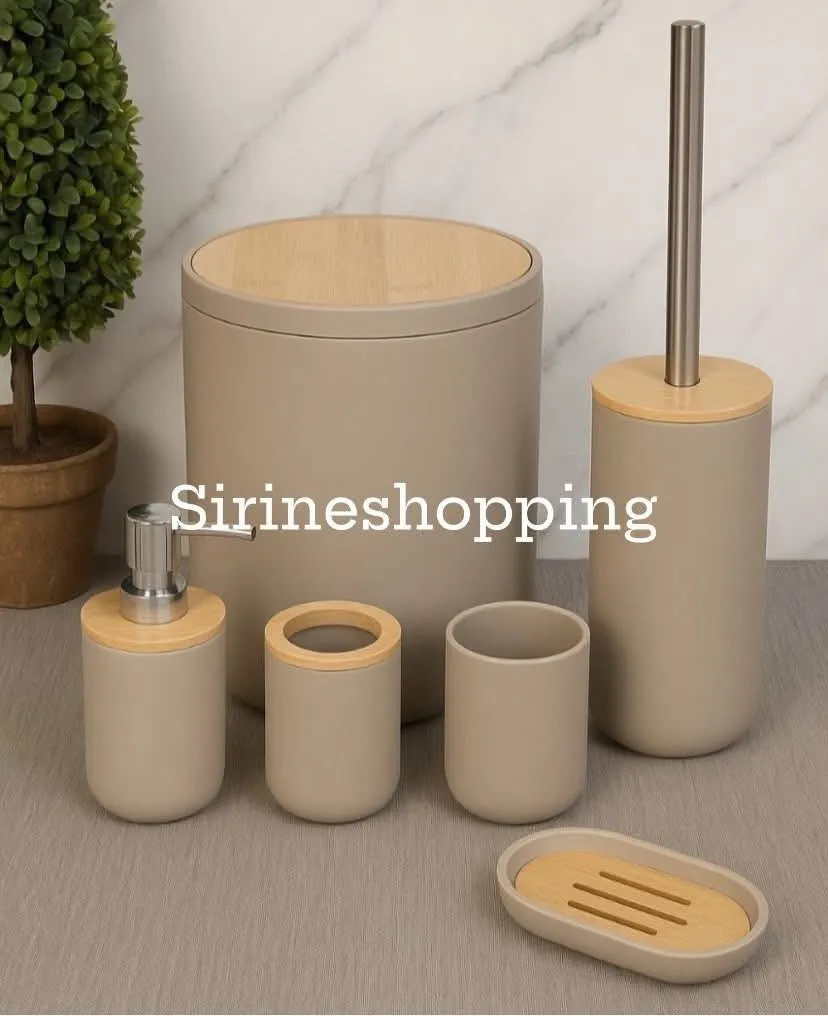 Ensemble Accessoires Salle de Bain 6 Pièces Beige Premium – Collection Nude Luxe - image 2