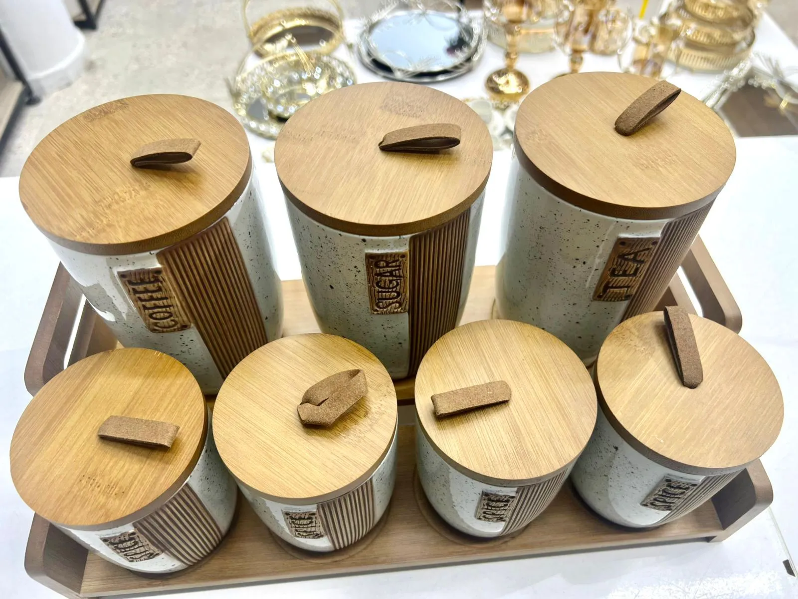Ensemble de bocaux de cuisine en bambou et céramique01 - image 3