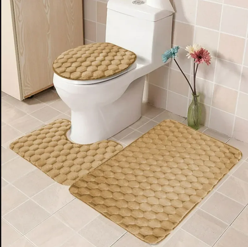 Ensemble 3 Tapis Salle de Bain Beige Doux & Antidérapants – Confort Premium - image 3