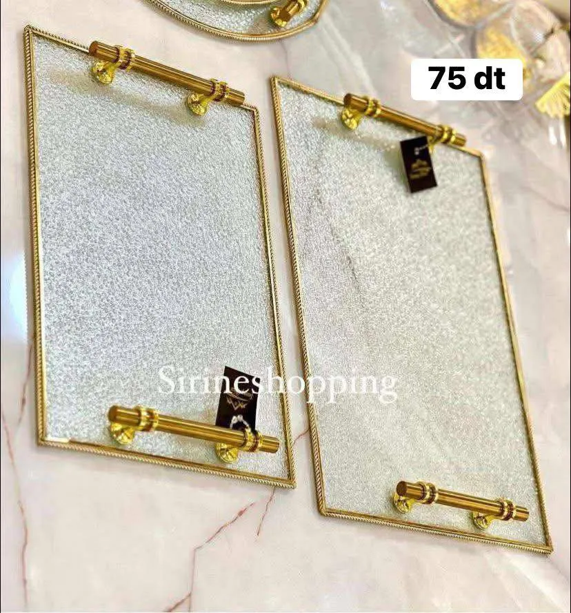 Série 2 Plateaux Rectangulaires Décoratifs – Art de Table Design Premium - image 2