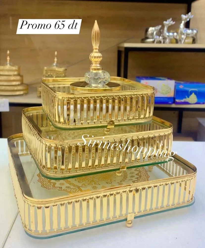 Série 3 Bonbonières Verre & Métal Doré – Art de Table Luxe - image 2